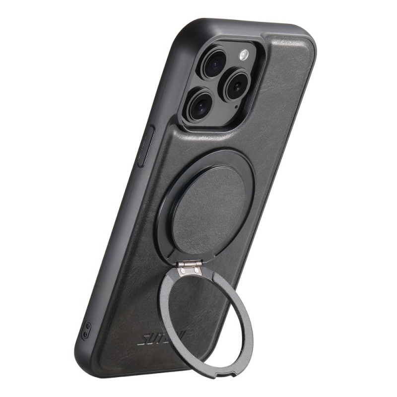 Capa MagSafe para iPhone 15 Pro em pele com efeito de anel - suporte