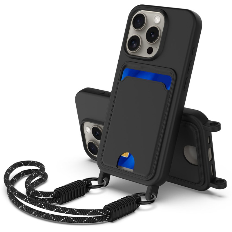 Capa
 com cordão Capa
 para cartão iPhone 15 Pro