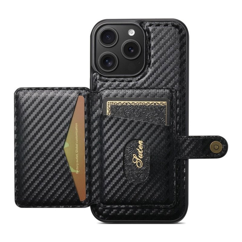 Capa MagSafe para iPhone 15 Pro Max com suporte para cartão em fibra de carbono