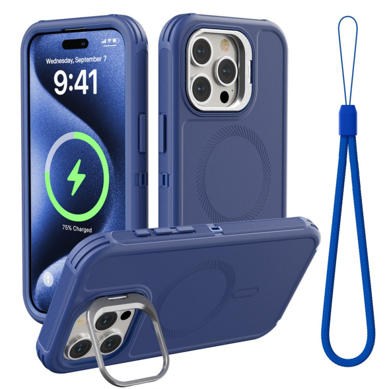 Capa MagSafe para iPhone 15 Pro Max com suporte e cordão de segurança