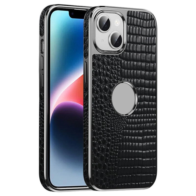 Capa para iPhone 14 em pele com textura de crocodilo ultrafina