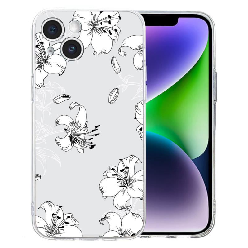Capa para iPhone 14 Design floral Branco