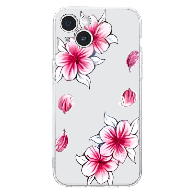Capa iPhone 14 Design floral cor-de-rosa