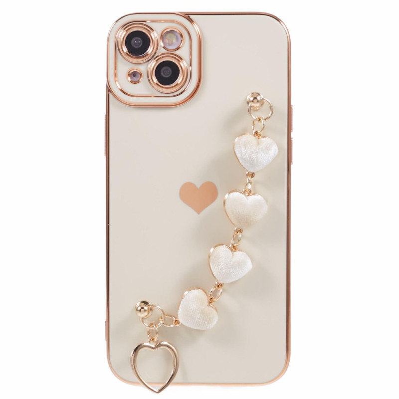Capa para iPhone 14 com bracelete em forma de coração
