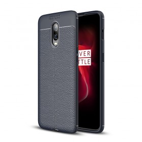 OnePlus 6T Capa de efeito couro Lychee Linha dupla