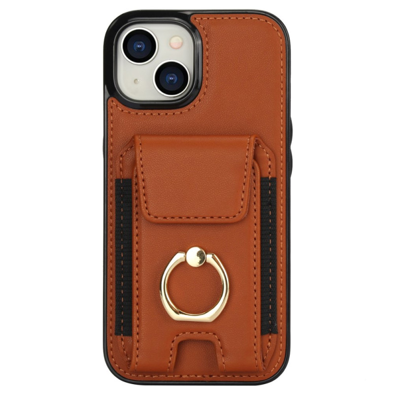 Capa para iPhone 14 Suporte e porta-cartões com efeito de pele