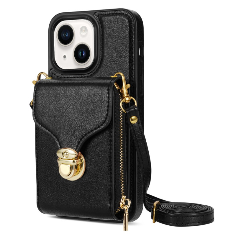 Capa
 iPhone 14 Porta-cartões com fecho de correr e alça de ombro