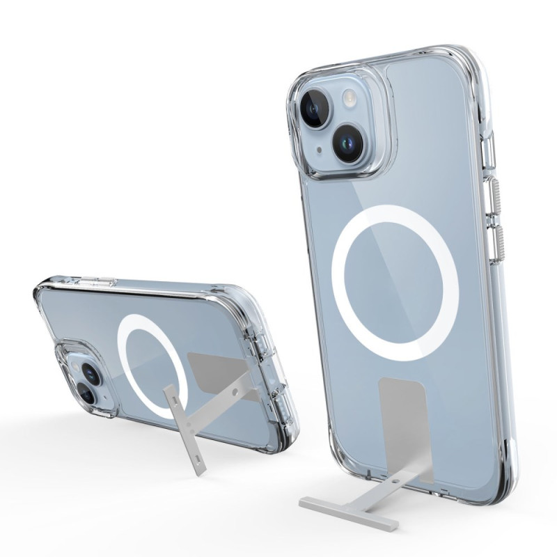 Capa MagSafe transparente para iPhone 15 Plus / 14 Plus com suporte