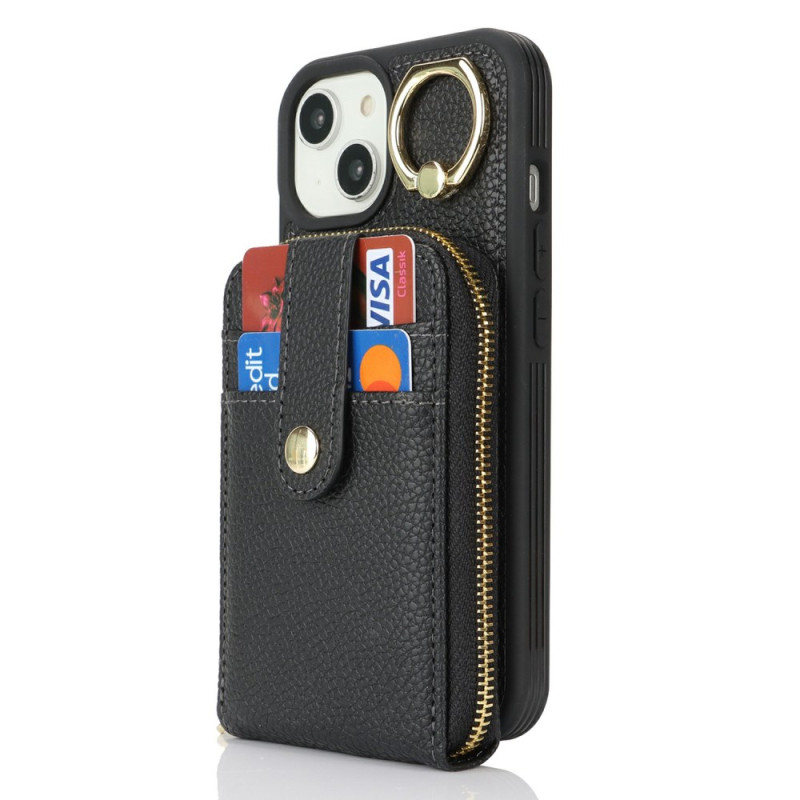 Capa iPhone 14 / 13 com bolso com fecho e argola