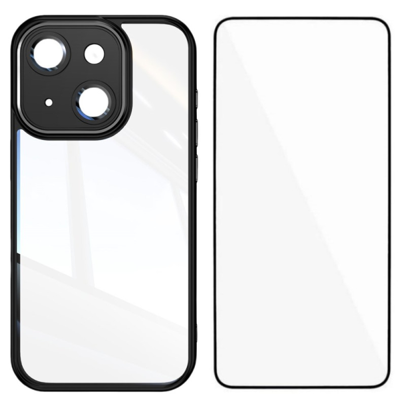 Capa de silicone transparente para iPhone 14 com protetor de ecrã