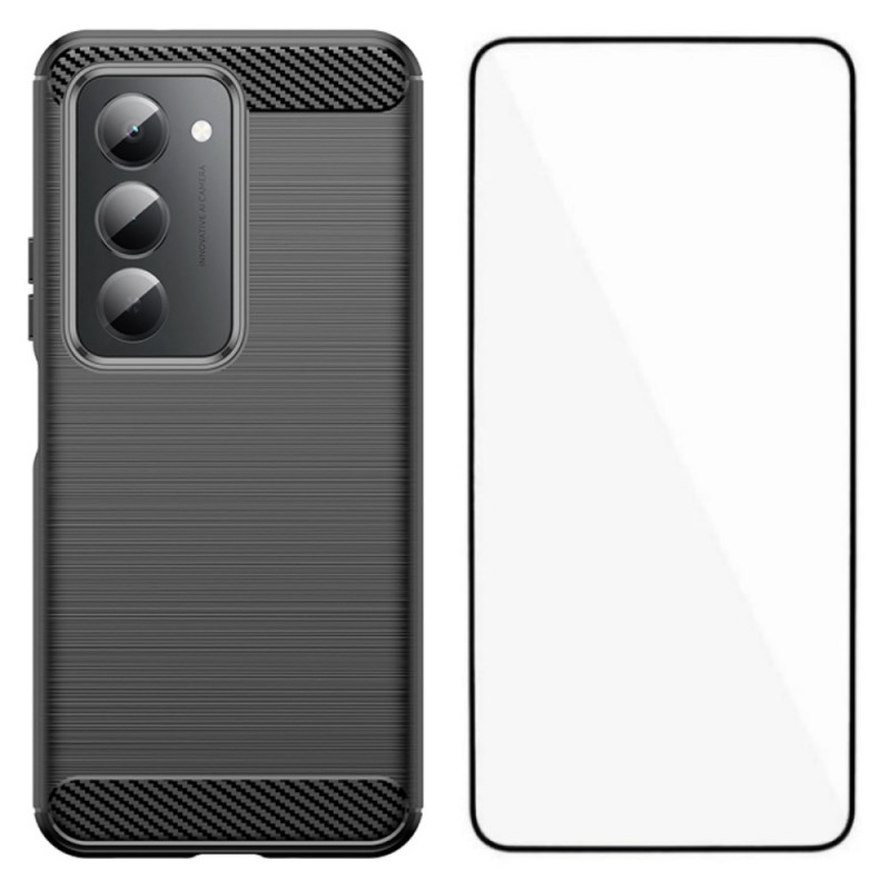 Capa de fibra de carbono escovada Xiaomi Redmi 15 4G / 5G com proteção de ecrã