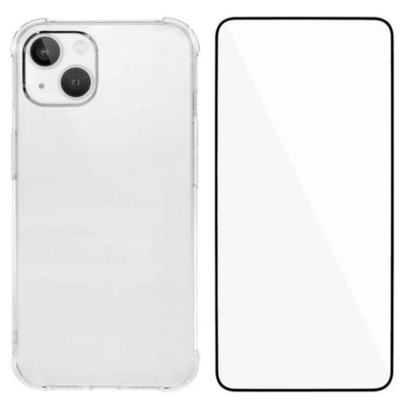 Capa transparente para iPhone 13 com proteção de ecrã em vidro temperado