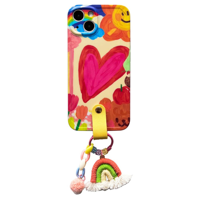 Capa coração para iPhone 13 com alça de ombro