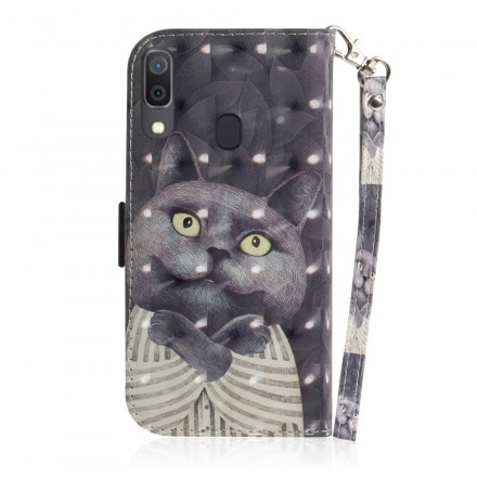 amsung Galaxy A30 Grey Cat with Strap