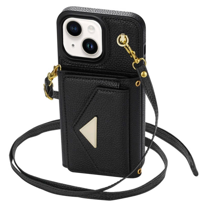 Capa rígida para iPhone 14 Plus Classic com suporte para cartões e alça de ombro