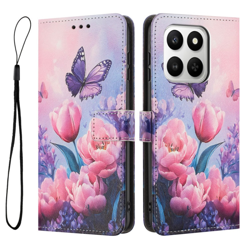 Capa para Honor 400 Smart 4G Tulipas e borboletas
