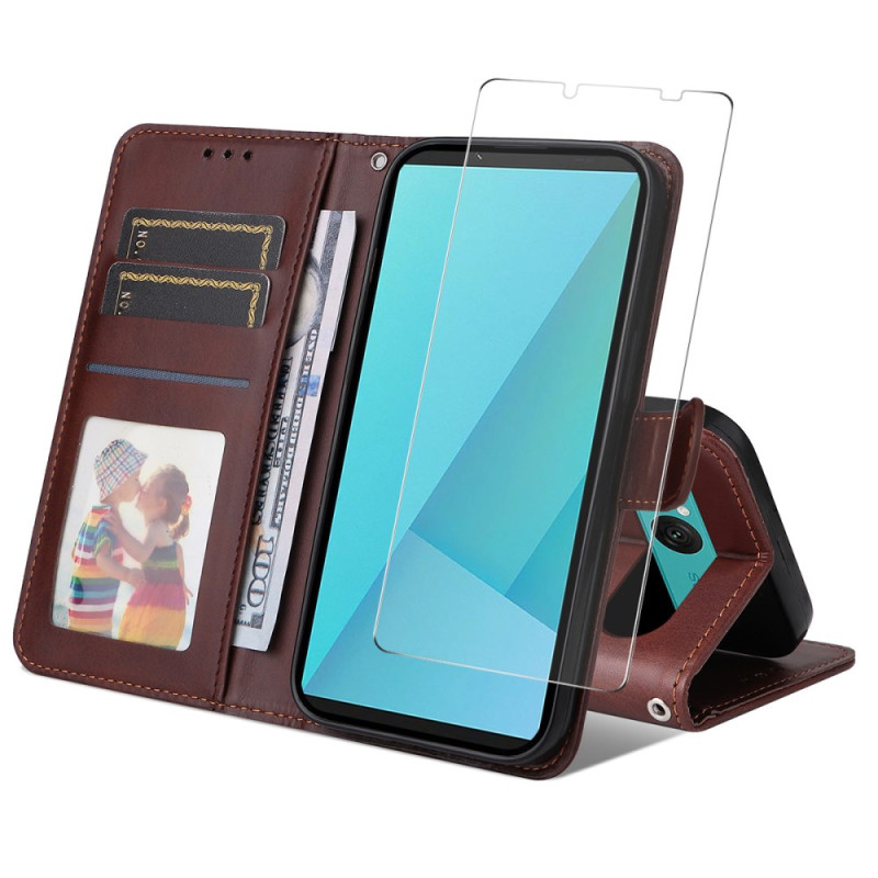 Capa com efeito de pele para Sony Xperia 10 VII e protetor de ecrã