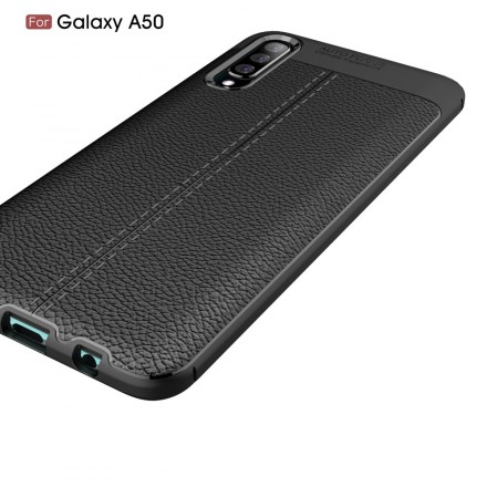 Capa de couro Samsung Galaxy A50 Lychee Efeito Lychee Linha Dupla