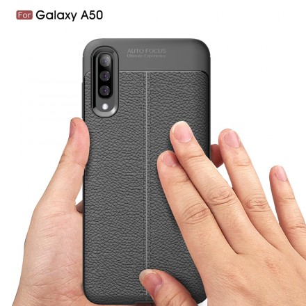 Capa de couro Samsung Galaxy A50 Lychee Efeito Lychee Linha Dupla