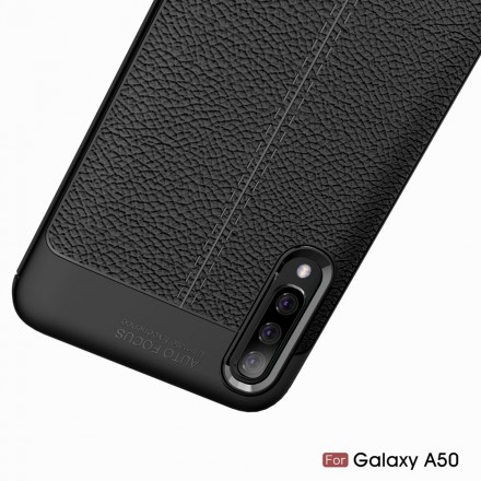 Capa de couro Samsung Galaxy A50 Lychee Efeito Lychee Linha Dupla