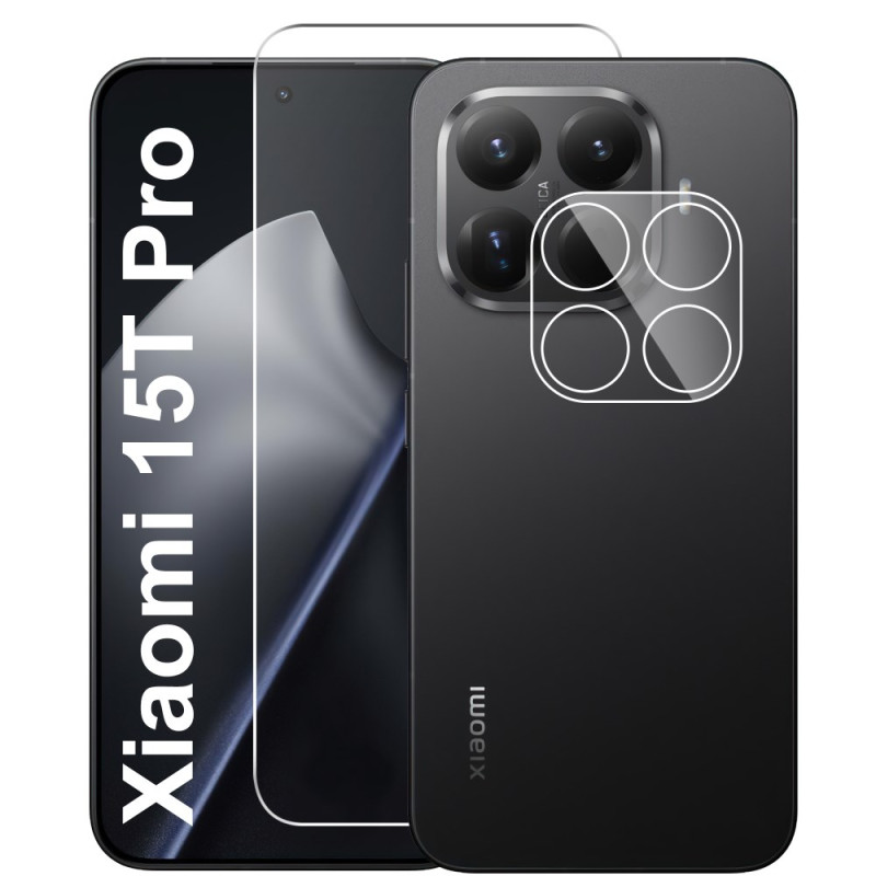 Protetor de ecrã de vidro temperado para Xiaomi 15T Pro com protecção para lente
 de proteção