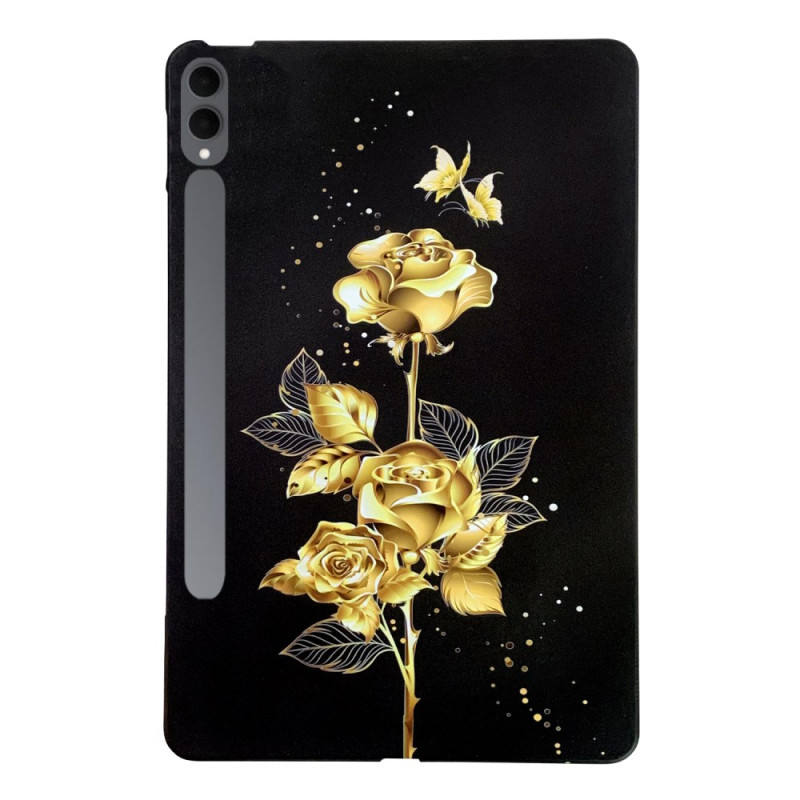 Capa para Samsung Galaxy Tab S11 Ultra Borboletas e rosas douradas