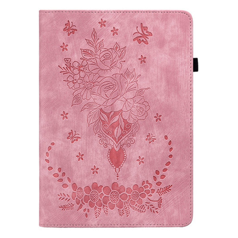 Capa para Samsung Galaxy Tab S11 Efeito camurça floral