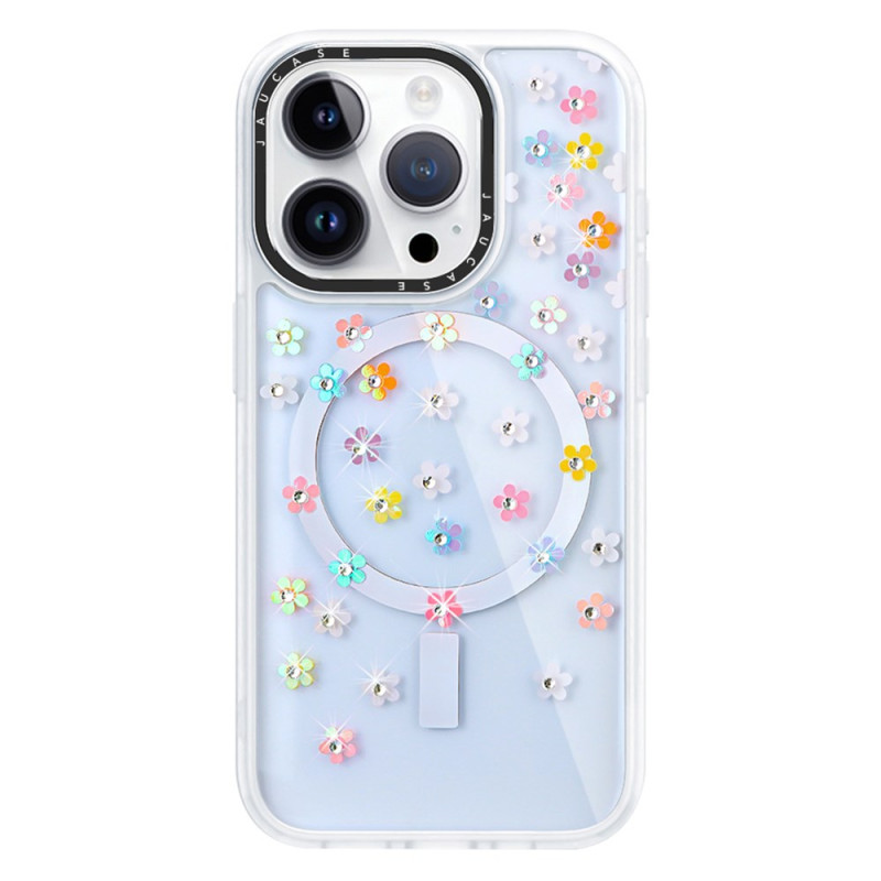 Capa MagSafe para iPhone 14 Pro Max com design floral Strass