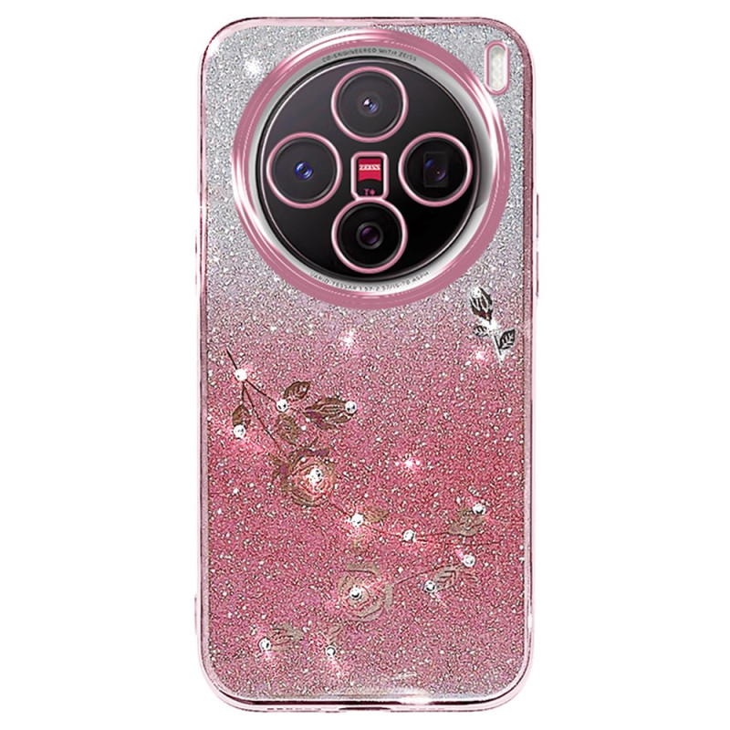Vivo X200 Pro Capa de flores e strass KADEM