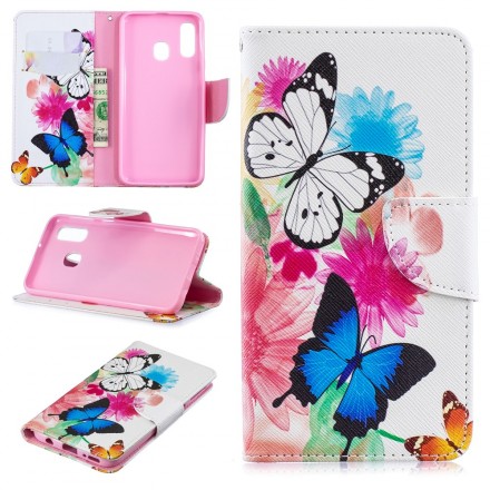 Samsung Galaxy A40 Case Butterflies e Flores Pintadas