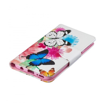 Samsung Galaxy A40 Case Butterflies e Flores Pintadas