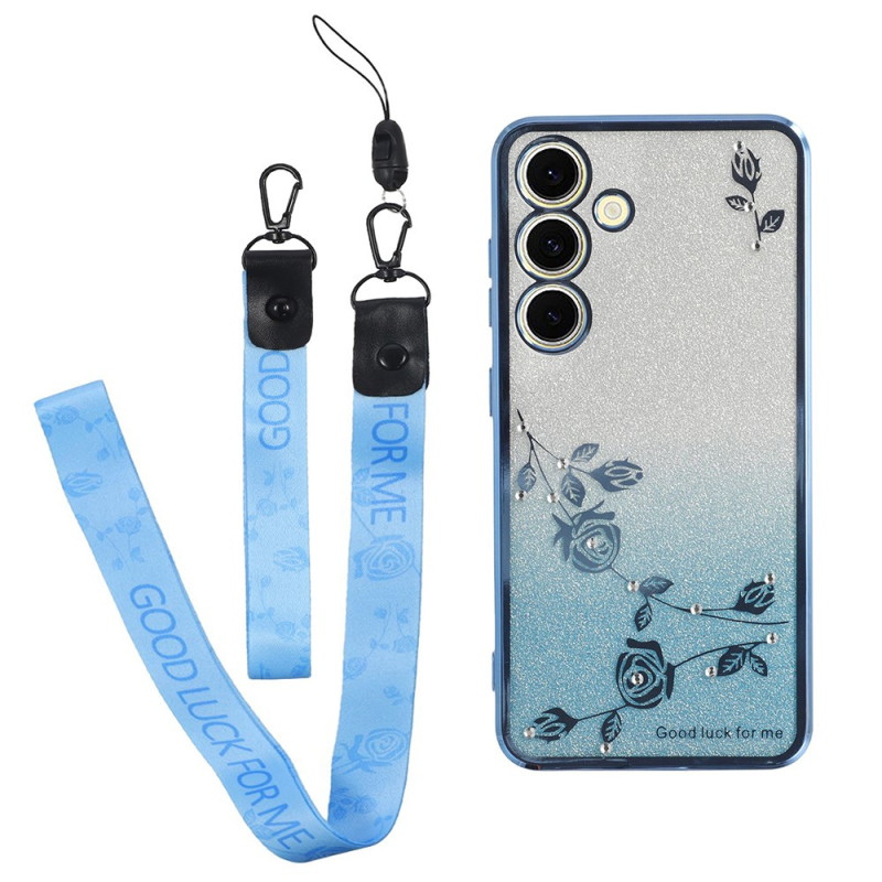 Capa para Samsung Galaxy S26 com alça de flores e strass KADEM