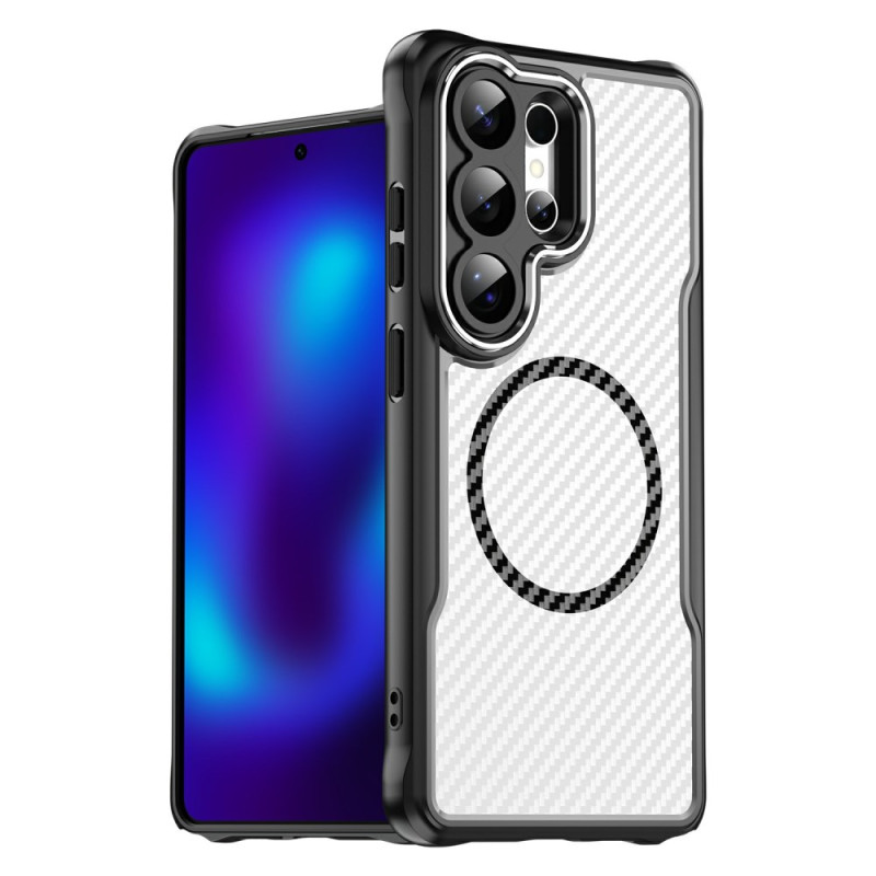 Capa para Samsung Galaxy S26 Ultra Proteção híbrida MagSafe Textura de fibra de carbono