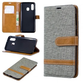 Samsung Galaxy A40 Capa de tecido e efeito couro com alça