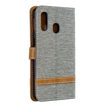 Samsung Galaxy A40 Capa de tecido e efeito couro com alça