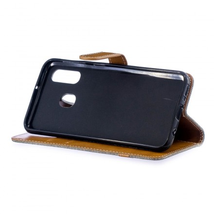 Samsung Galaxy A40 Capa de tecido e efeito couro com alça
