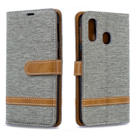 Samsung Galaxy A40 Capa de tecido e efeito couro com alça