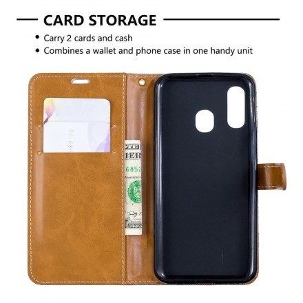 Samsung Galaxy A40 Capa de tecido e efeito couro com alça