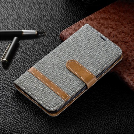 Samsung Galaxy A40 Capa de tecido e efeito couro com alça
