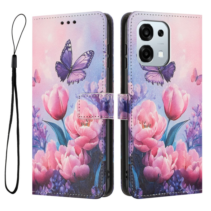 Capa para Oppo A6 Pro 5G Tulipas e Borboletas
