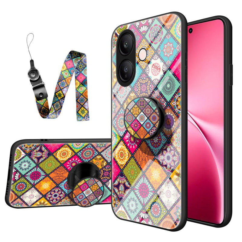 Capa Vivo V60 Lite Anel de suporte e bracelete Patchwork