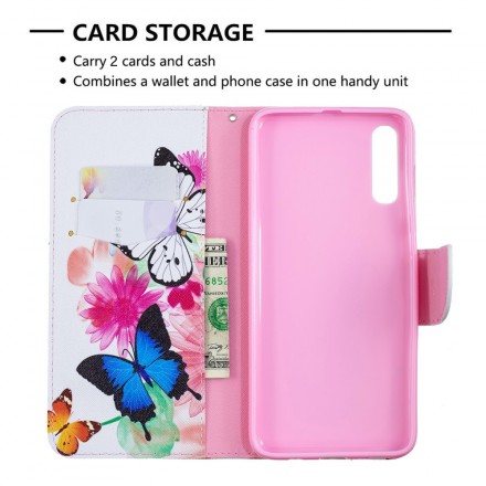 Samsung Galaxy A70 Case Butterflies e Flores pintadas