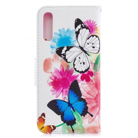 Samsung Galaxy A70 Case Butterflies e Flores pintadas