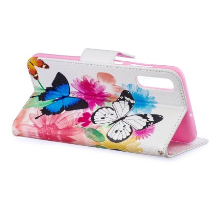 Samsung Galaxy A70 Case Butterflies e Flores pintadas