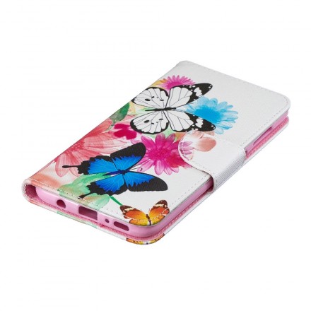 Samsung Galaxy A70 Case Butterflies e Flores pintadas