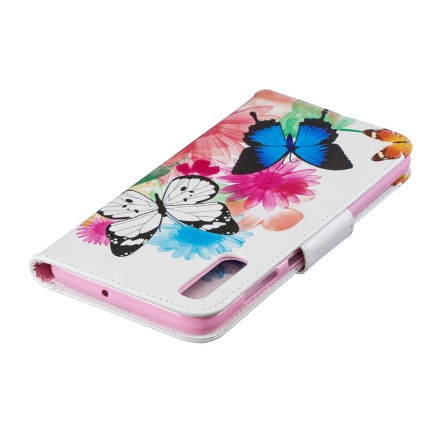 Samsung Galaxy A70 Case Butterflies e Flores pintadas