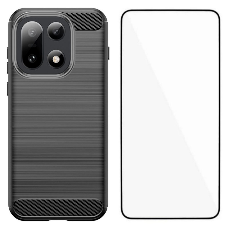 Capa de fibra de carbono escovada para OnePlus 15 com protetor de ecrã