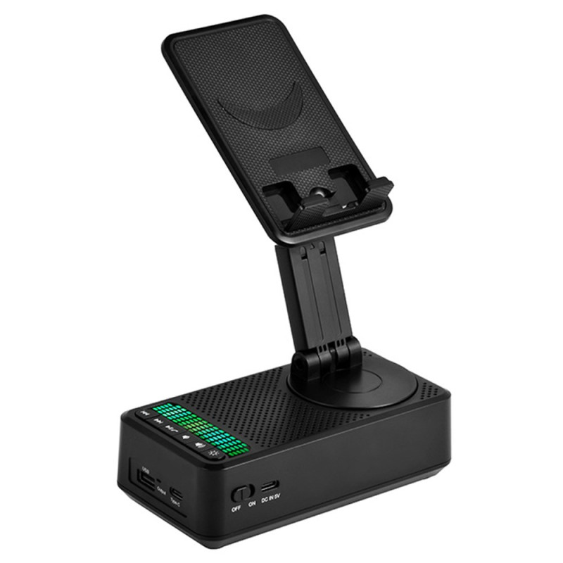 Suporte dobrável para telemóvel com altifalante Bluetooth e bateria externa