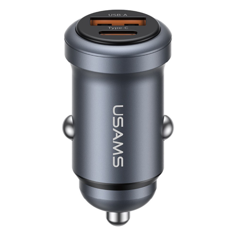 Carregador de automóvel USB-A/C de porta dupla de 30 W USAMS