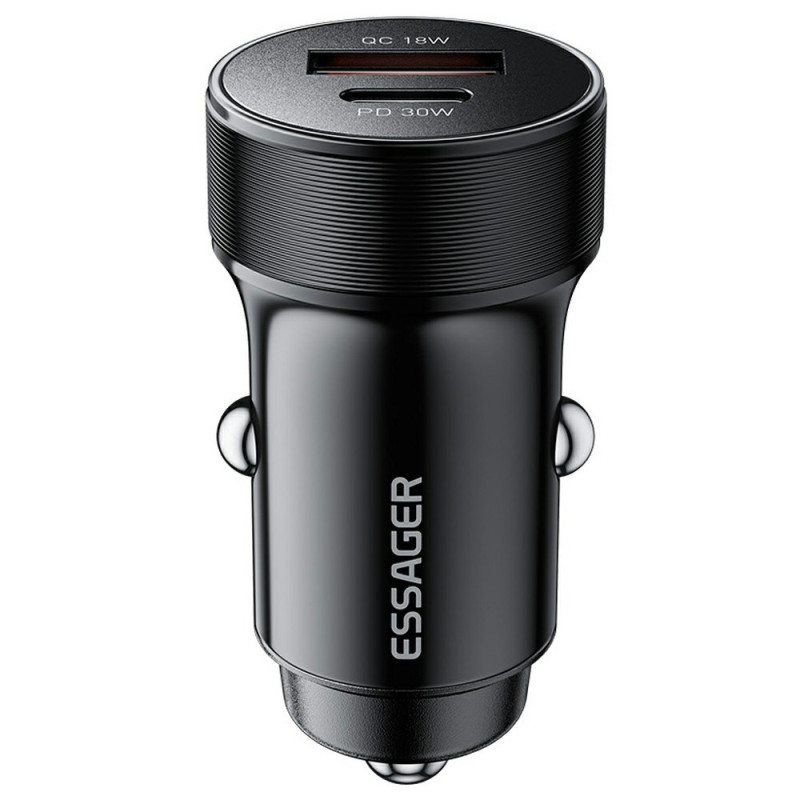 Carregador de automóvel USB-A/C de porta dupla 30W PD ESSAGER